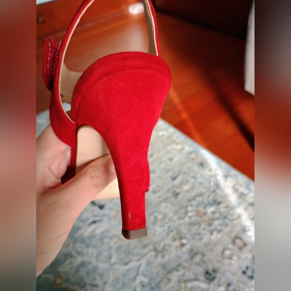 Paul Green | Nicolette Suede Heel | Size 7 | Red - Picture 4 of 6